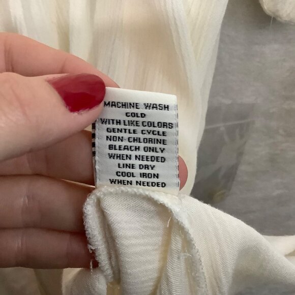 Caffe Marrakesh Pleated Button-Down Blouse Women 3X Ivory Short Sleeve India - Picture 5 of 8